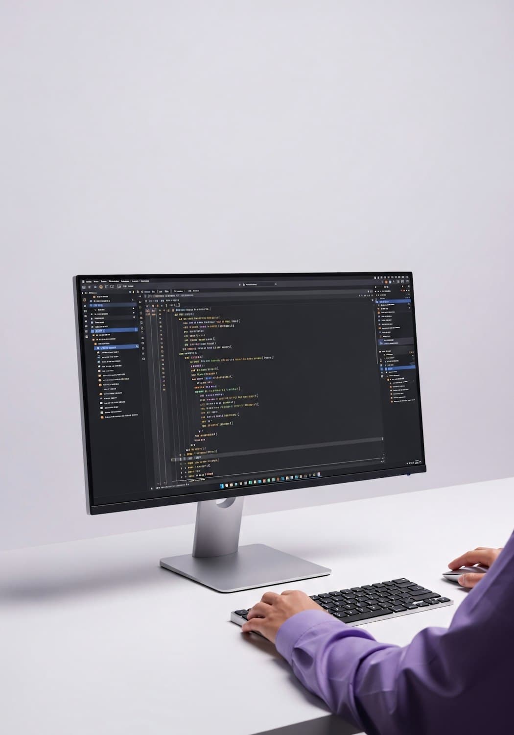 Une personne travaille sur un écran affichant le code d'une interface
